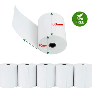 80x70mm Thermal Paper Till Rolls for All EPOS Receipt Printing Machines (Box of 20)