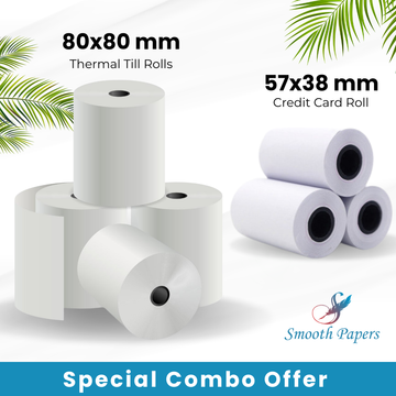 Special Combo 80x80mm Till Roll + 57x38mm Credit Card Roll
