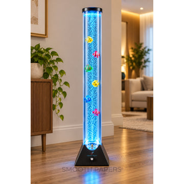 LED Bubble Fish Lamp (90cm) with Colourful Artificial Tropical Fishes, Sensory Relaxing Atmosphere Mood Light
